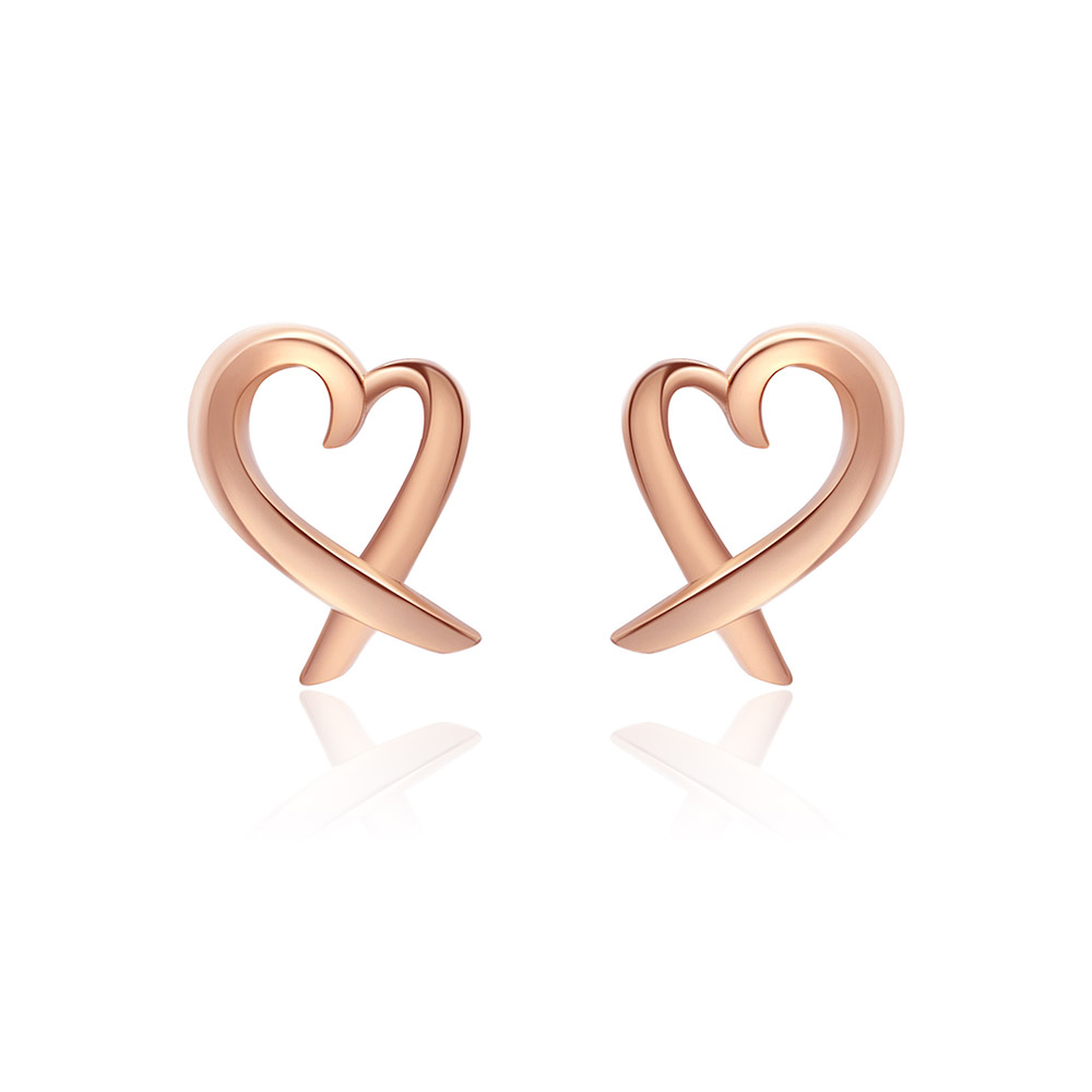 Rose Gold Open Your Hearts Stud Earrings